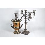 Four branch candelabrum and ice-bucket