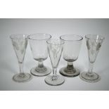 Three Georgian conical ale glasses to/w two rummers