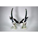 A large (life-size) pair of Meissen magpies