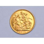 An Edward VII gold sovereign dated 1908