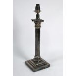 A large electroplated classical column table lamp