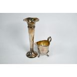 Silver cream jug and vase-flute