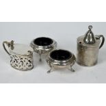 Pair of Victorian Scottish silver salts and two mustards