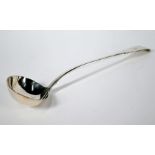 An early Victorian silver fiddle pattern soup ladle