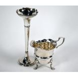 Silver cream jug and vase-flute
