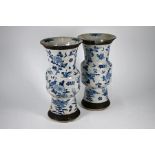 A pair of large 19th century Chinese gu-form beaker vases, Qing dynasty
