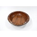 A large pine coopered bowl with wide rim