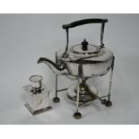 Mappin & Webb kettle on stand and a tea caddy