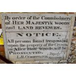 A Victorian hand-painted wooden trespassing sign