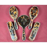 Silver and tortoiseshell piquet dressing table set