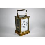 A lacquered brass 8-day carriage clock