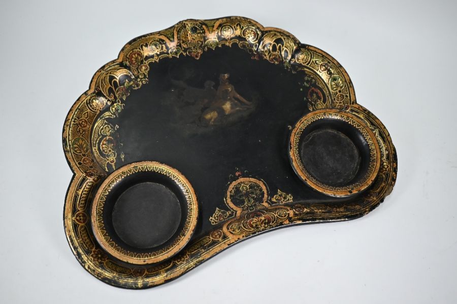 A 19th century serpentine papier mache serving tray