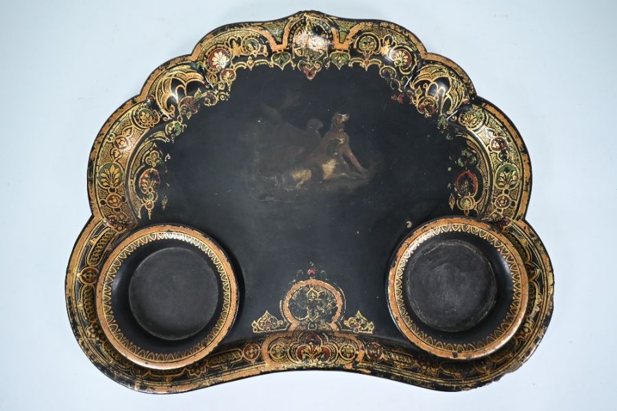 A 19th century serpentine papier mache serving tray - Image 2 of 4