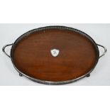 Victorian oak tray with ep gallery