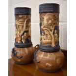 A pair of Bretby Japanese style pottery vases