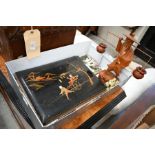 An antique Japanese lacquered and bone-inlaid postcard album