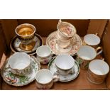 Five various 19th century Continental cups and saucers