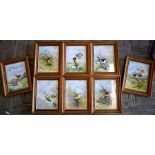A set of eight limited edition of hand painted on bird plaques by Boehm (8)