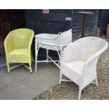 Lloyd Loom armchairs etc