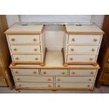 A part painted cream pine low chest