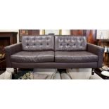 Italian Contempo Urano brown leather three seater sofa