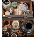 Two boxes of studio pottery