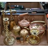 Mixed box of copper and brassware