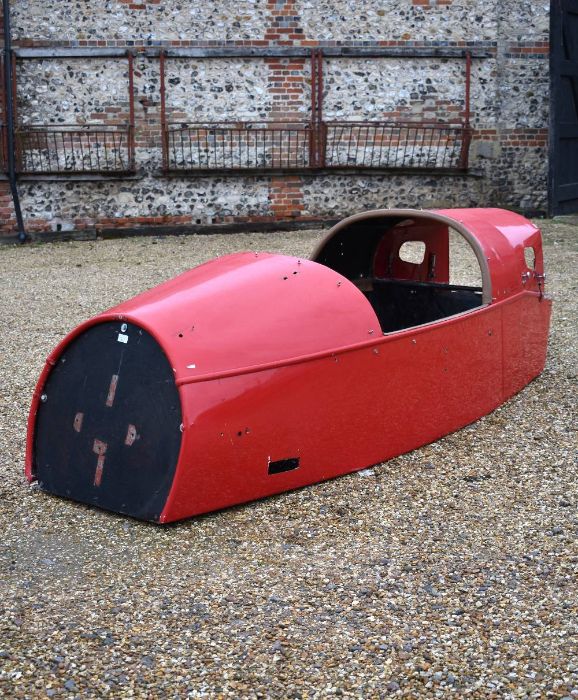 A bespoke Morgan 3-wheeler 'barrel back' car body, circa 1950's