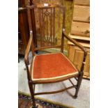 Edwardian Sheraton revival inlaid elbow chair