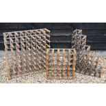 Three pine and galvanised metal wine racks