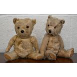 Two well-loved mohair-teddy bears