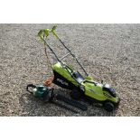 A Ryobi electric mower to/w a Gardenline petrol hedge trimmer (2)