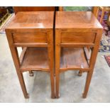 Pair of Chinese elm bedside tables each with single drawer