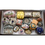 Various Limoges and other enamel and porcelain pill-boxes