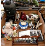 A 20th century Chinese famille rose figure group and other items
