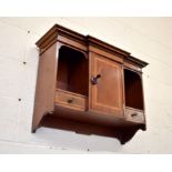 Edwardian walnut inlaid wall hanging cabinet