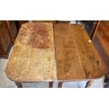 Two antique oak side tables
