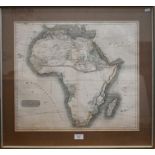 A coloured map engraving of Africa