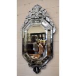 A large Venetian etched glass wall mirror