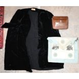 A vintage black velvet evening cape and Masonic apron