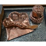 A Victorian copper/jelly mould etc