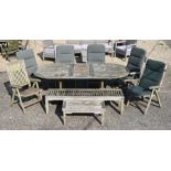 A Neptune Classics garden dining set, Lister table and Kingdom teak bench