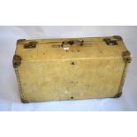 A vintage sheep-hide suitcase and four other leather cases