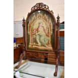 A 19th century rosewood framed fire screen