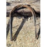 Ten weathered steel garden hoops, approx 52 cm h x 37 cm w