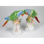 A pair of Dresden porcelain parrots