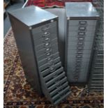 A pair of Ryman two tone grey metal 15-drawer filing cabinets