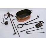 Victorian Scottish copper ham-kettle, market scales, etc.