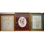 Seven various watercolour botanical studies