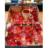 A quantity of 19th century and later cranberry glassware